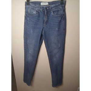 Stitches and Rivets Distressed Denim Jeans